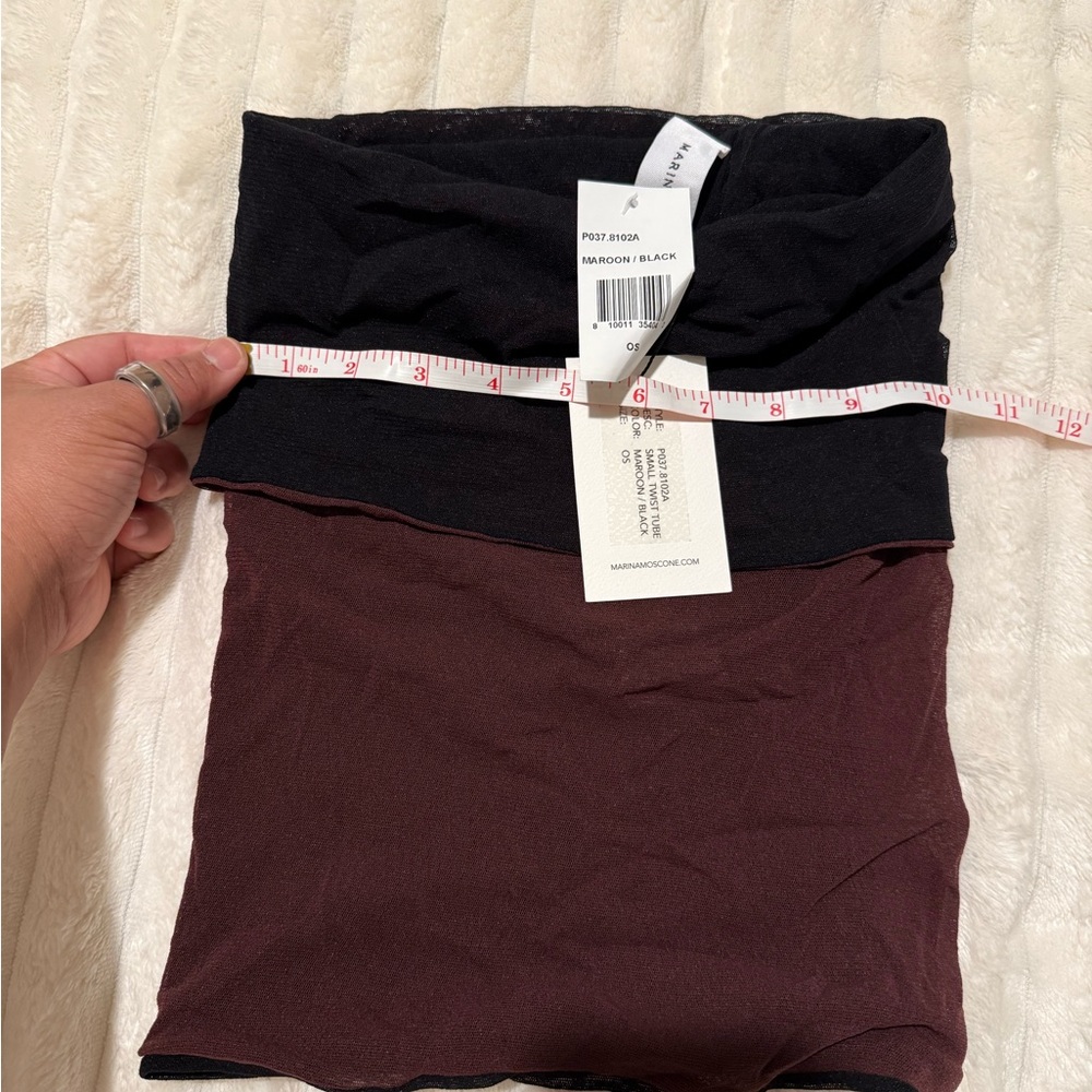 Marina Moscone Women’s stretchy twist tube top Black and Purple